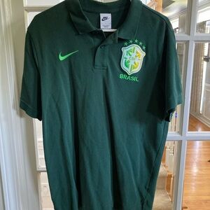 Nike Dark Green Polo Shirt with Brazil soccer Emblem